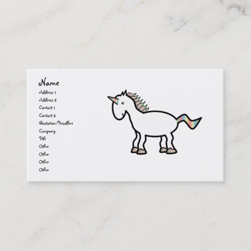 White rainbow unicorn business card