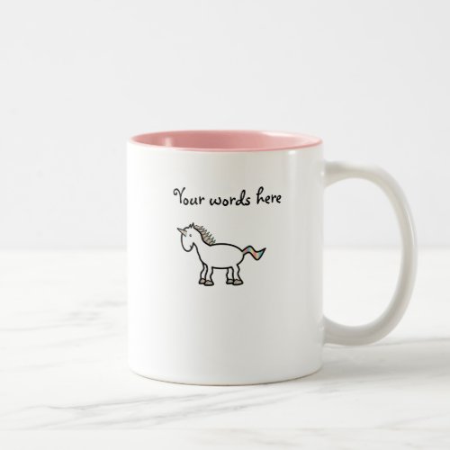 White rainbow unicorn Two_Tone coffee mug