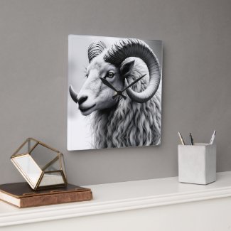White Ram in Black and White