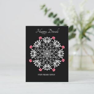 White Rangoli with hibiscus  Postcard