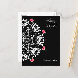 White Rangoli with hibiscus  Postcard