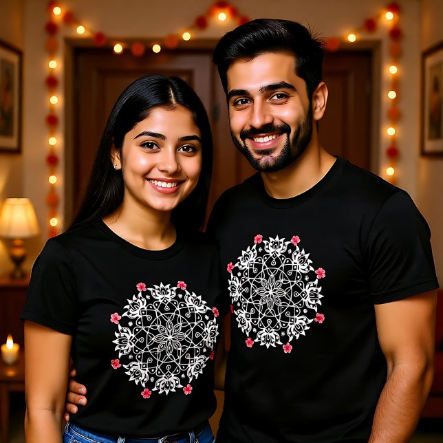 White Rangoli with hibiscus  T-Shirt (White Rangoli with hibiscus T-Shirt)