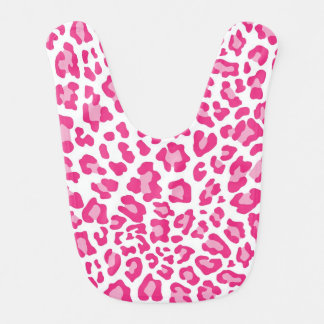 White, Raspberry, and Pink Leopard Print Bib