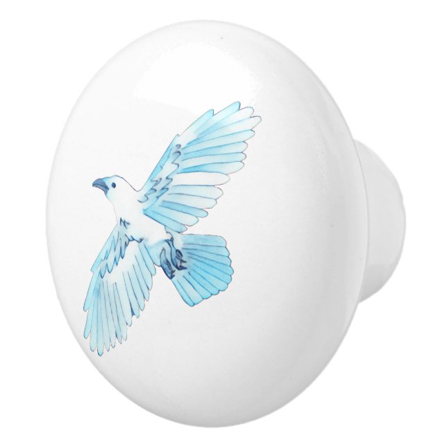 White Raven Ceramic Knob (Right)