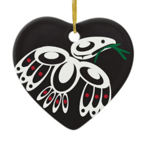 White Raven Ceramic Ornament