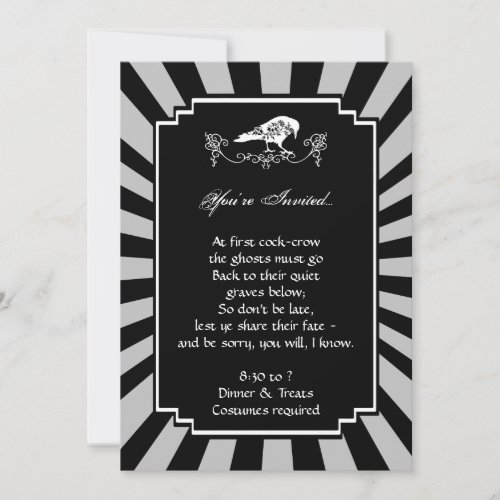 White Raven Halloween Party Invitation