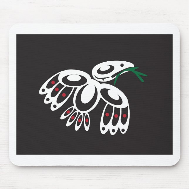 White Raven Mouse Pad (Front)