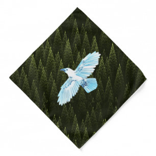White Raven on Fractal Conifers Bandana