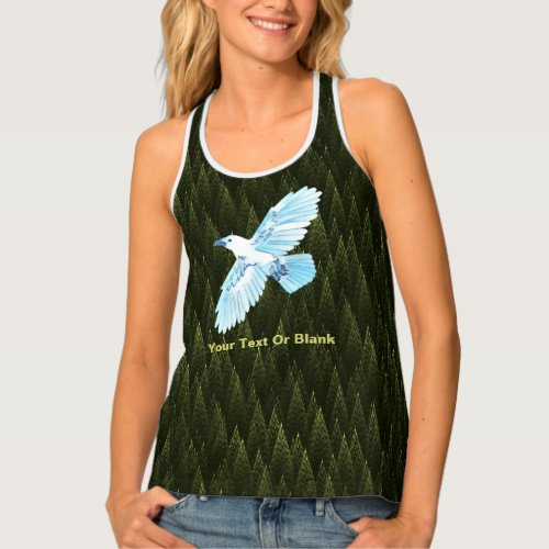 White Raven on Fractal Conifers _ Canada Tank Top