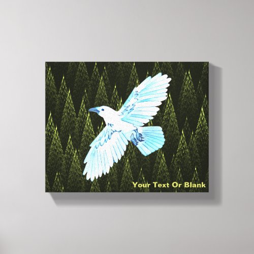 White Raven on Fractal Conifers Canvas Print