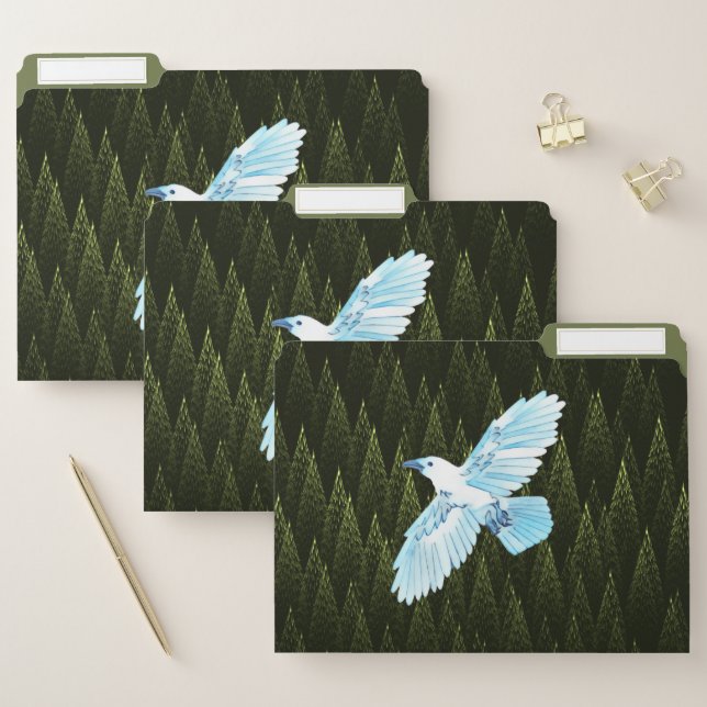White Raven on Fractal Conifers  File Folder (Set)