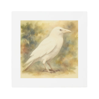 White Raven Watercolor Metal Print