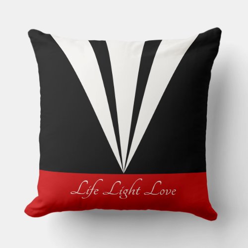 White Rays on Black  Red Throw Pillow