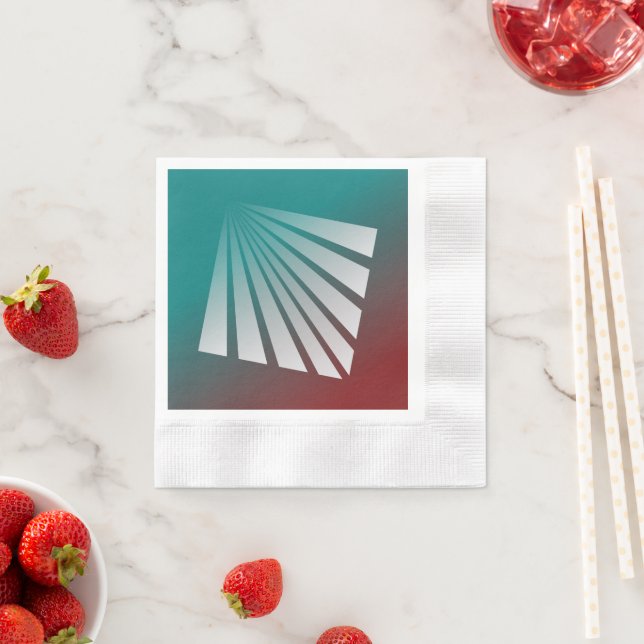 White rays on burgundy teal napkins (Insitu)