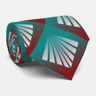 White rays on burgundy teal neck tie