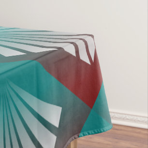 White rays on burgundy teal tablecloth