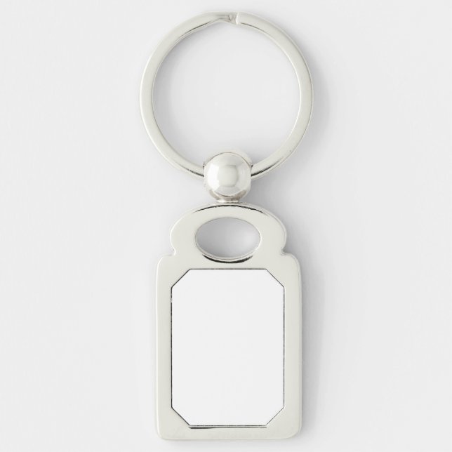 White Rectangle Metal Keychain (Front)