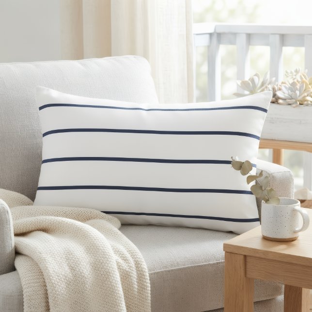 White Rectangular Accent Pillow with Blue Stripes (Creator Uploaded)