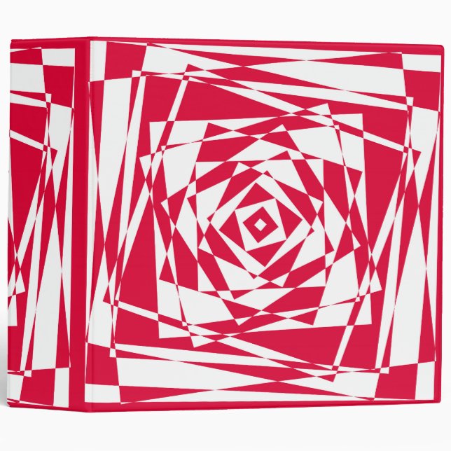 White red abstract illusion 3 ring binder (Front/Spine)