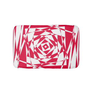 White Red Abstract Illusion Bath Mat, Modern  Mat