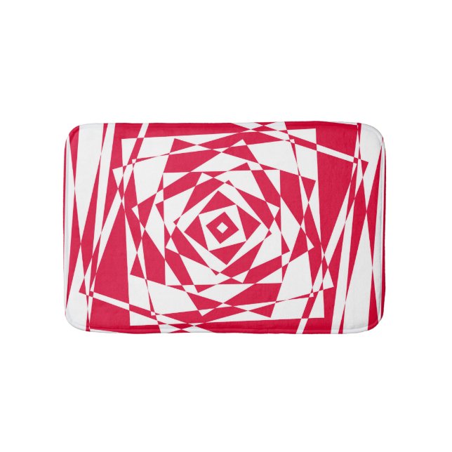White Red Abstract Illusion Bath Mat, Modern  Mat (Front)