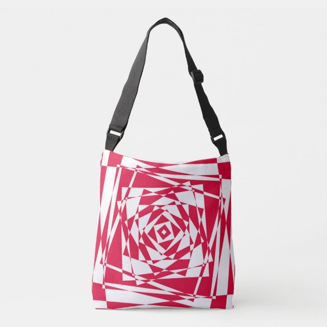 White Red Abstract Illusion Crossbody Bag – Modern (Front)