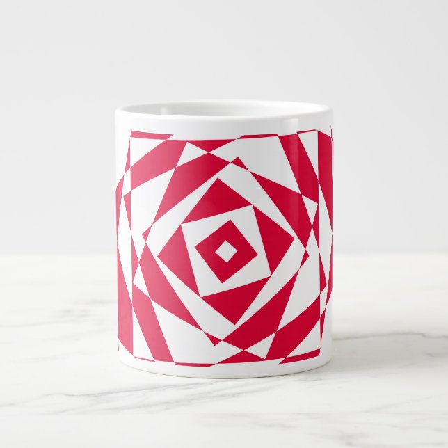 White red abstract illusion  giant coffee mug (Front)