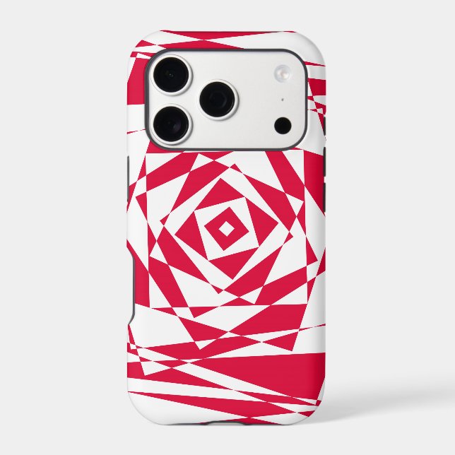 White & Red Abstract Illusion iPhone Case – Modern (Back)