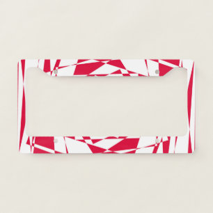 White red abstract illusion license plate frame