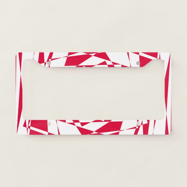 White red abstract illusion  license plate frame (Front)