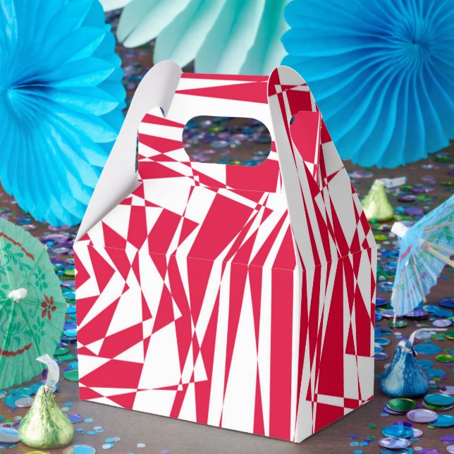 White Red Abstract Illusion Modern Favor Box  (Party)