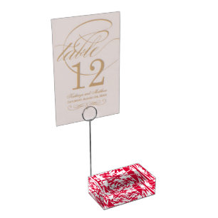 White & Red Abstract Illusion Place Card Holder 