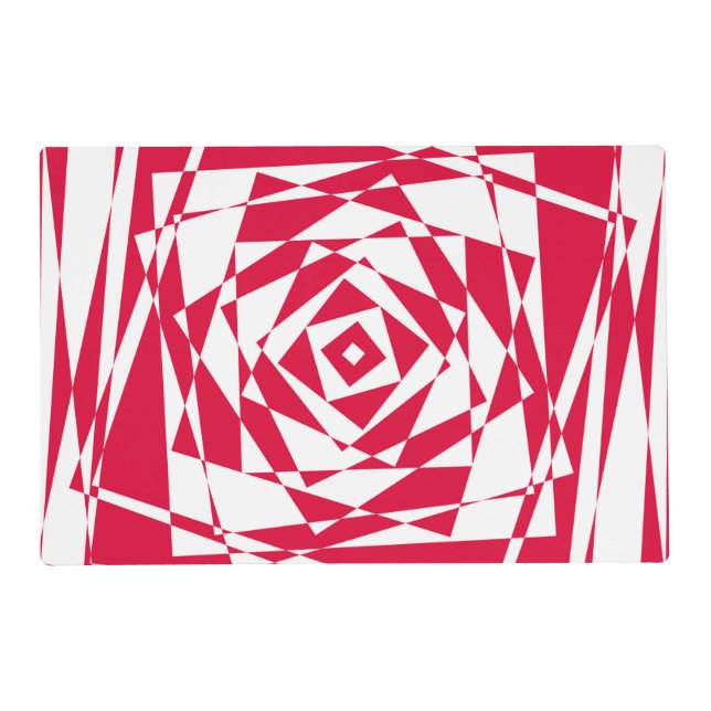 White & Red Abstract Illusion Placemat – Optical  (Front)