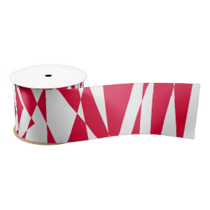 White Red Abstract Illusion Satin Ribbon – Modern 