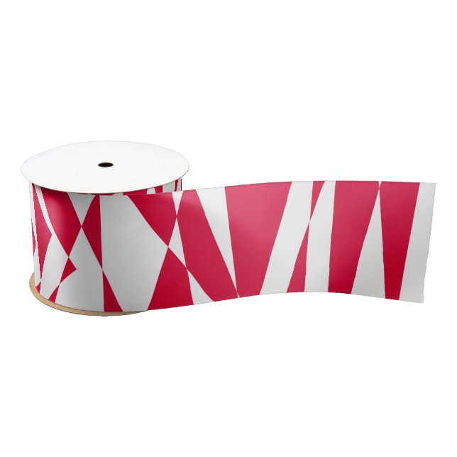 White Red Abstract Illusion Satin Ribbon – Modern  (Spool)