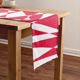 White Red Abstract Illusion Short Table Runner