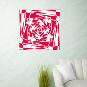 White red abstract illusion wall decal