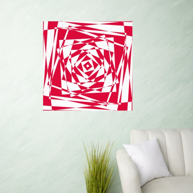 White red abstract illusion  wall decal  (Living Room)
