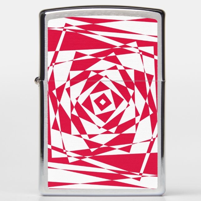 White & Red Abstract Illusion Zippo® Lighter  (Front)
