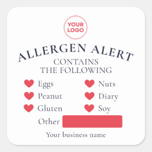 White Red Allergy Alert Bakery Cake Food Sticker