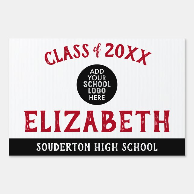 White, Red and Black Class of 2021 Grad Yard Sign (Front)