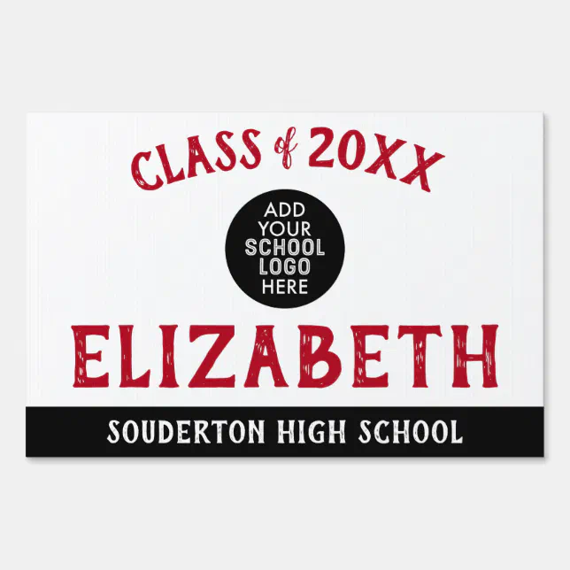 White, Red and Black Class of 2021 Grad Yard Sign | Zazzle