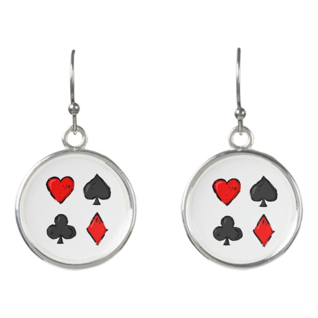 White Red and Black Cribbage Drop Earrings