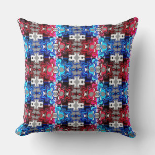 White red and blue curved or undulation perception throw pillow