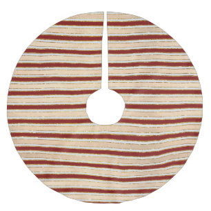 White, Red and Gold Foil Christmas Holiday Brushed Polyester Tree Skirt