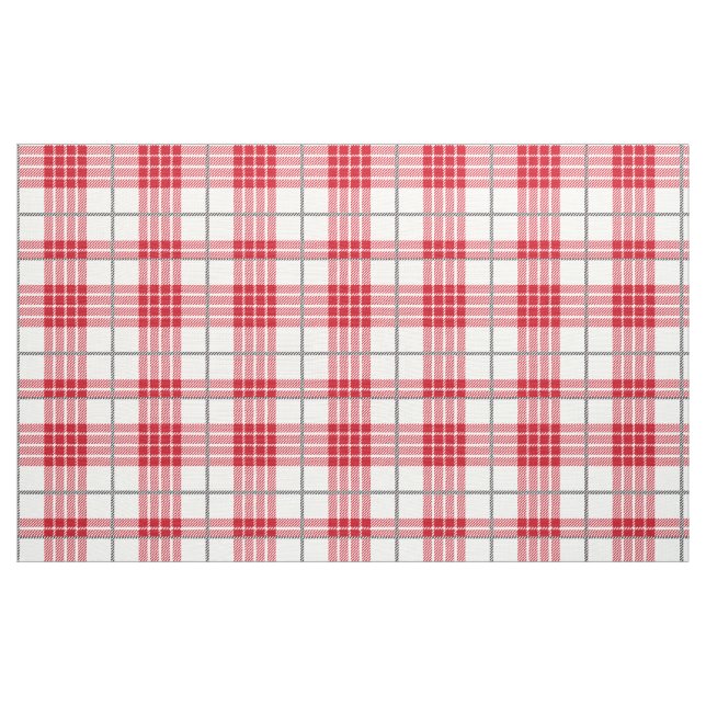 White red and gray plaid geometric pattern fabric (Yard)