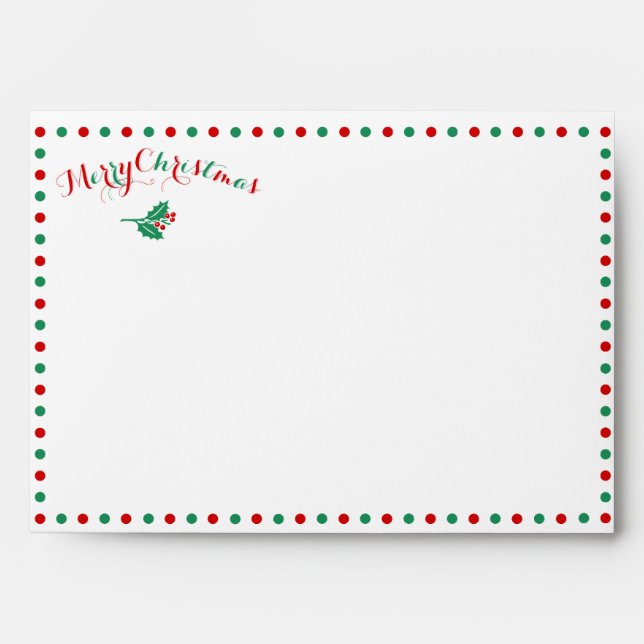 White, Red And Green Custom Christmas Envelopes (Front)