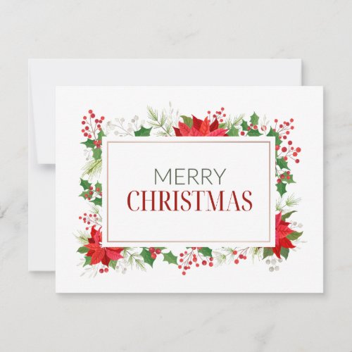 White Red and Green Traditional Merry Holiday Card