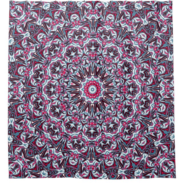 White, red and khaki mandala. shower curtain (Front)