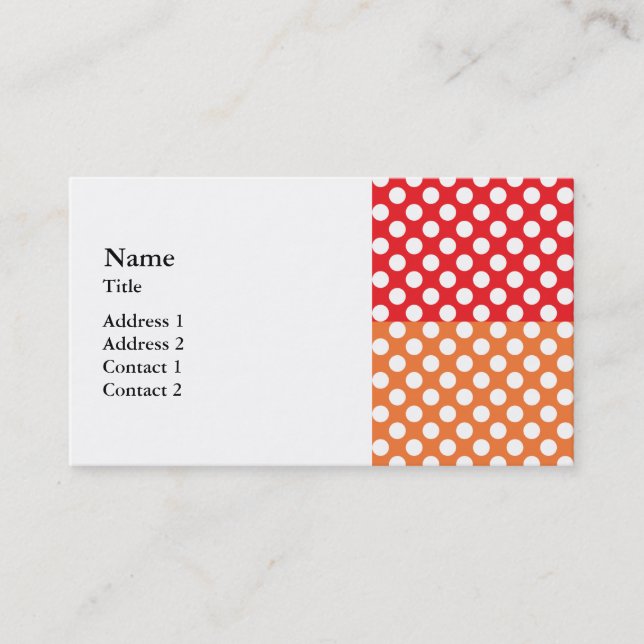 White, Red and Orange Polka Dot Business Card (Front)